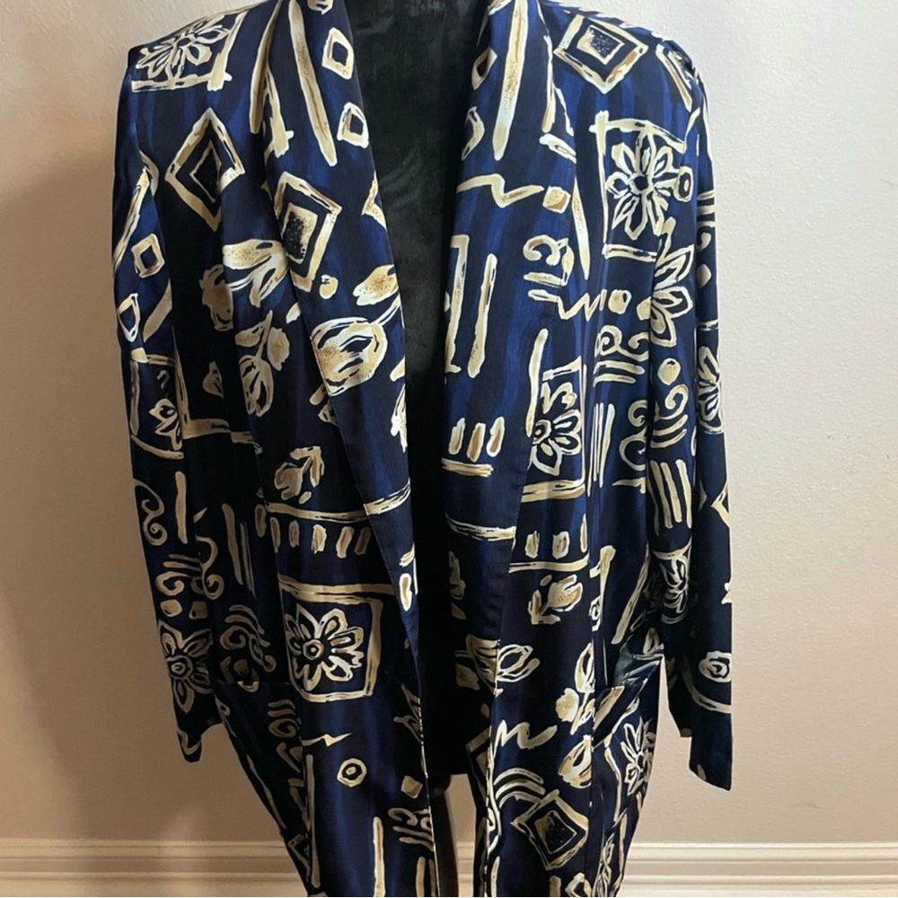 Navy and Gold Patterned Women's Jacket